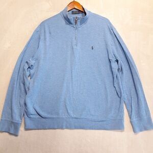 Polo by Ralph Lauren Mens 1/4 Zip Pullover Sweater Sz.XL/Blue Heather-Blue Pony